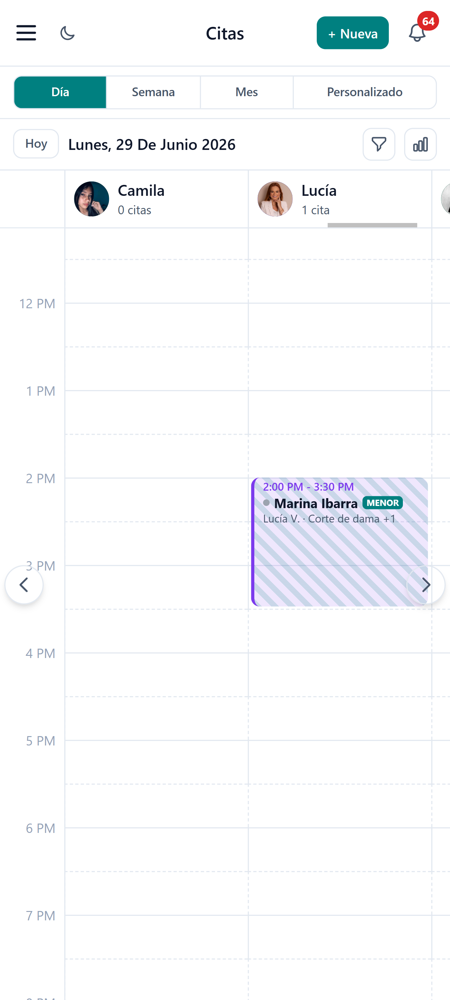 Calendario por empleado