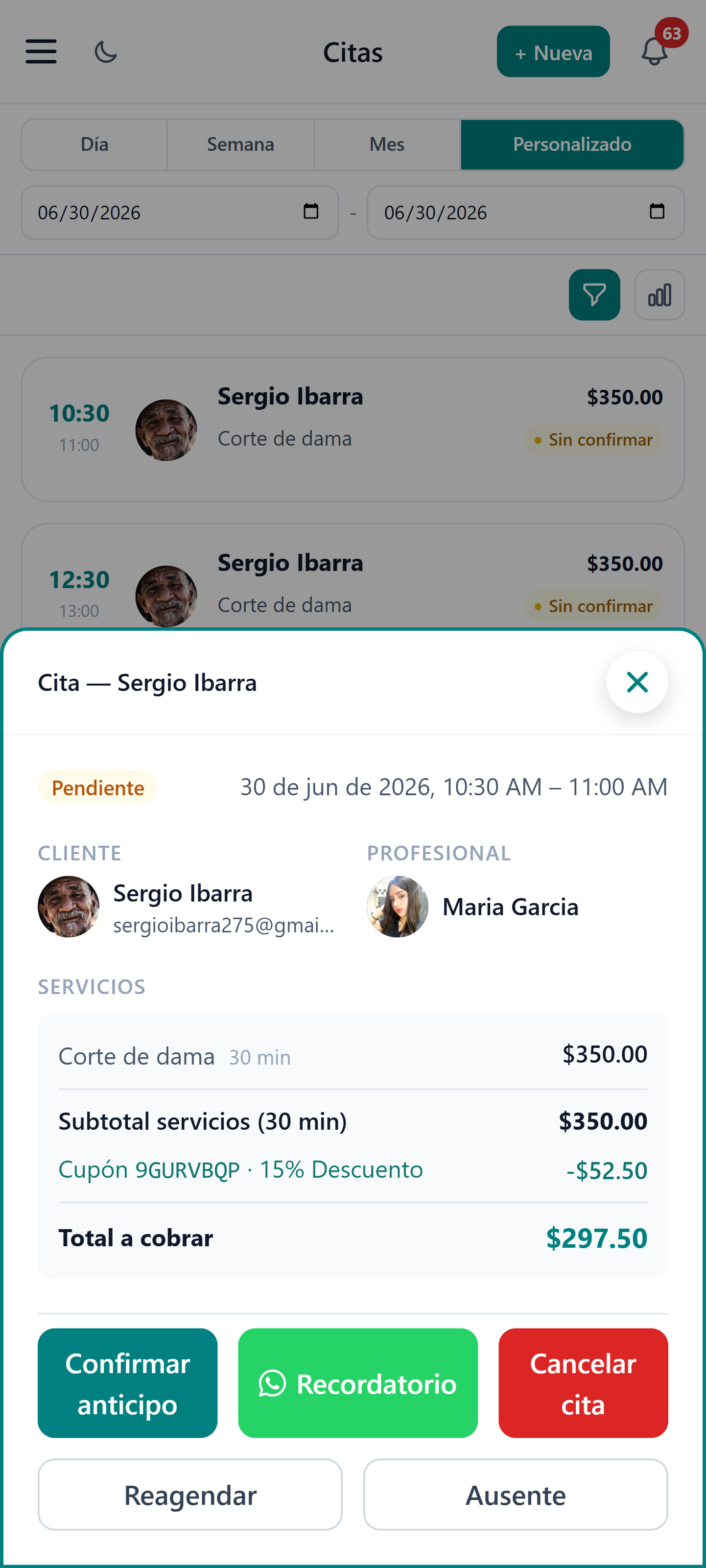 Gestión de cita
