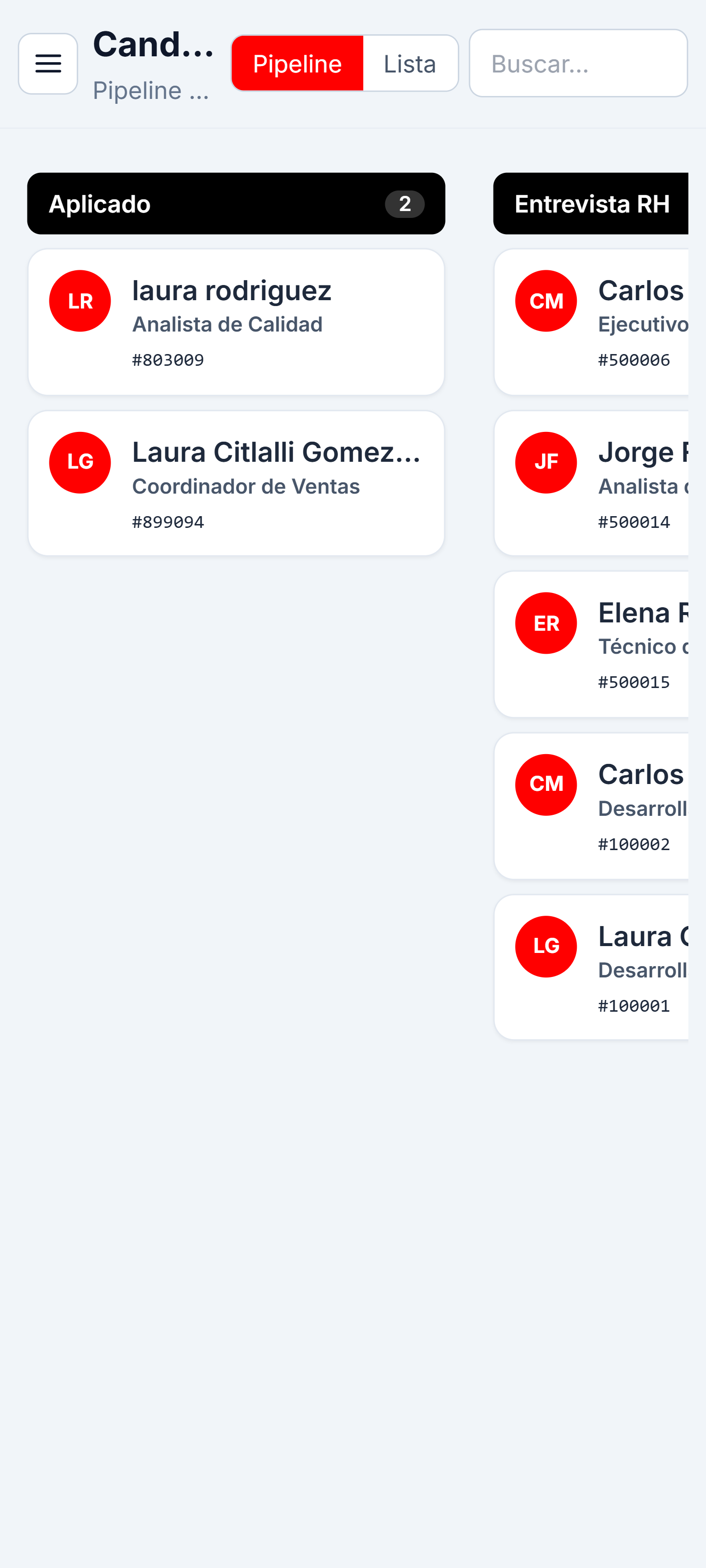 Candidatos y pipeline