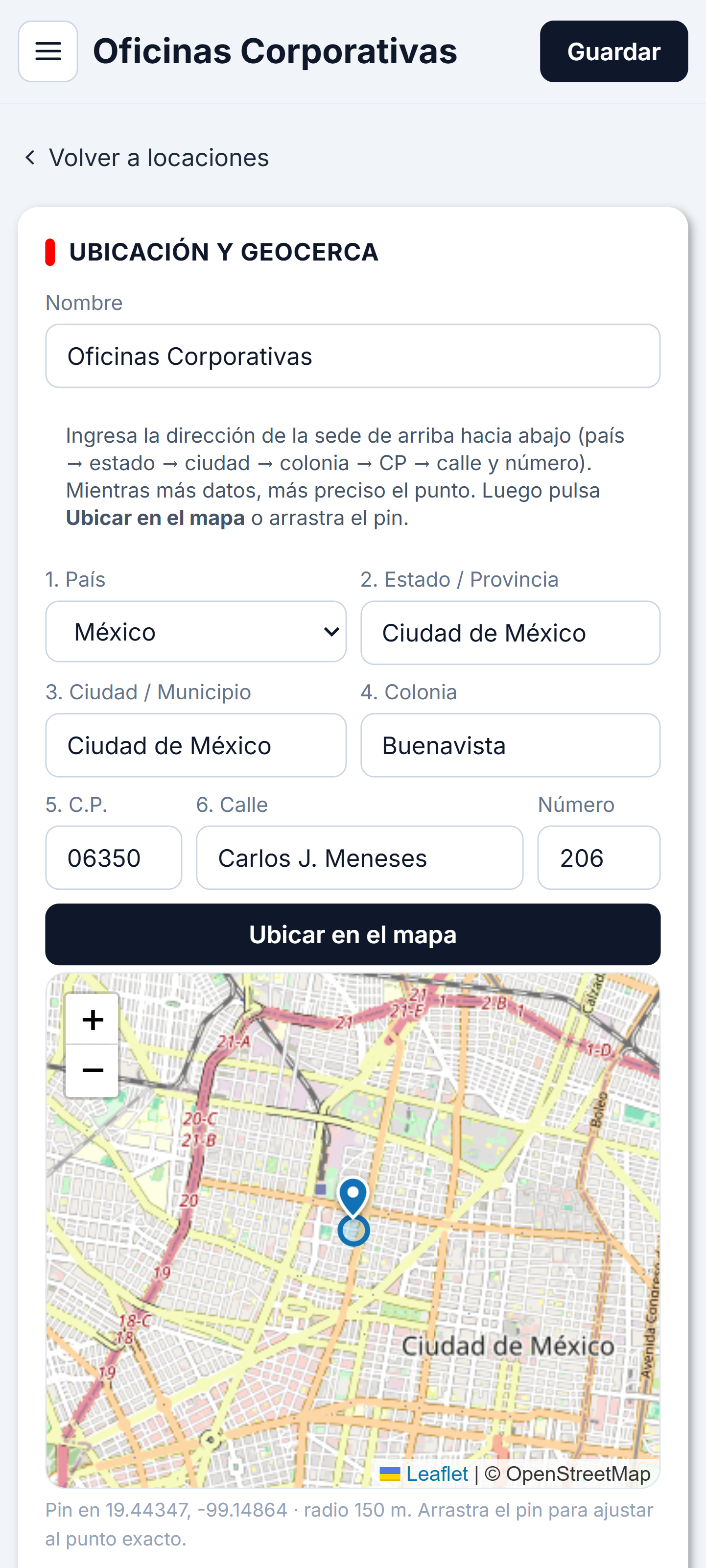Ubicación y geocerca